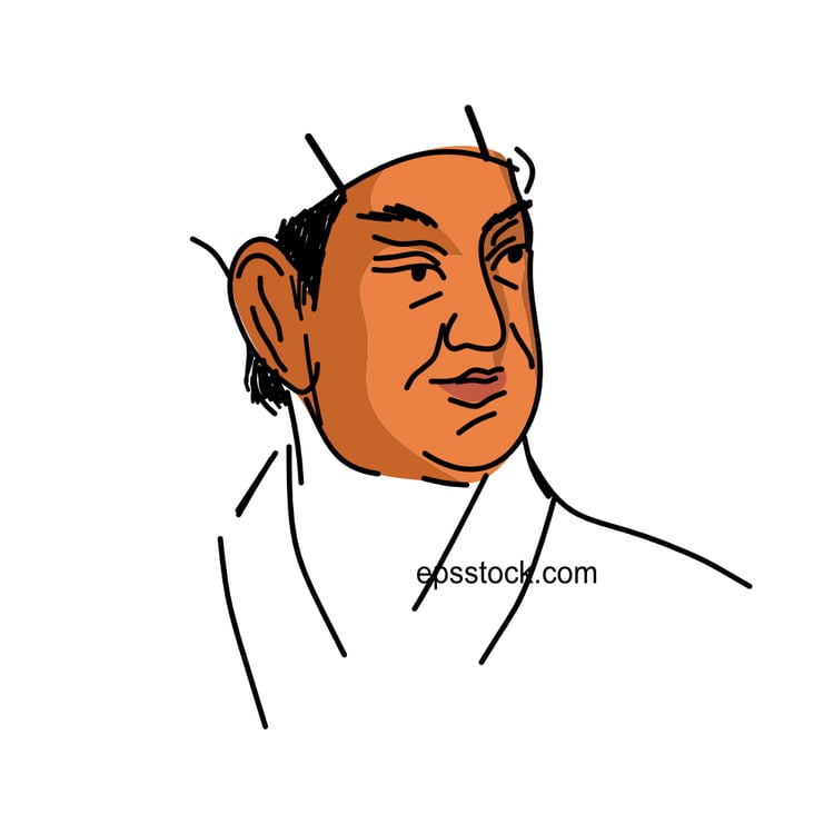 Cai Lun portrait, color vector illustration