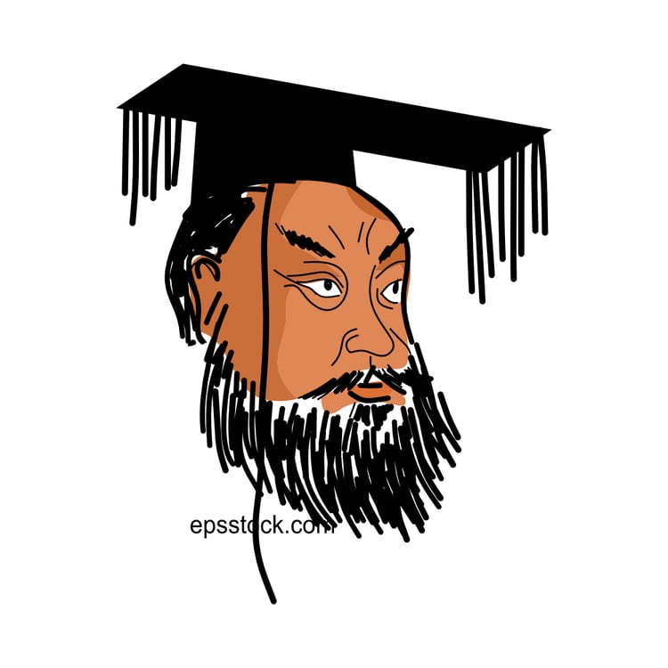 Qin Shi Huang portrait, color vector illustration