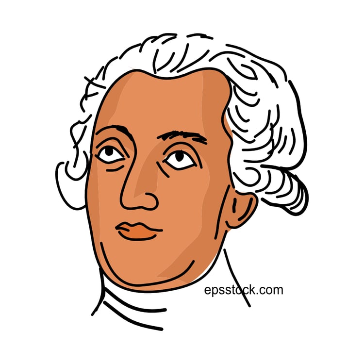 Antoine Lavoisier portrait, color vector illustration