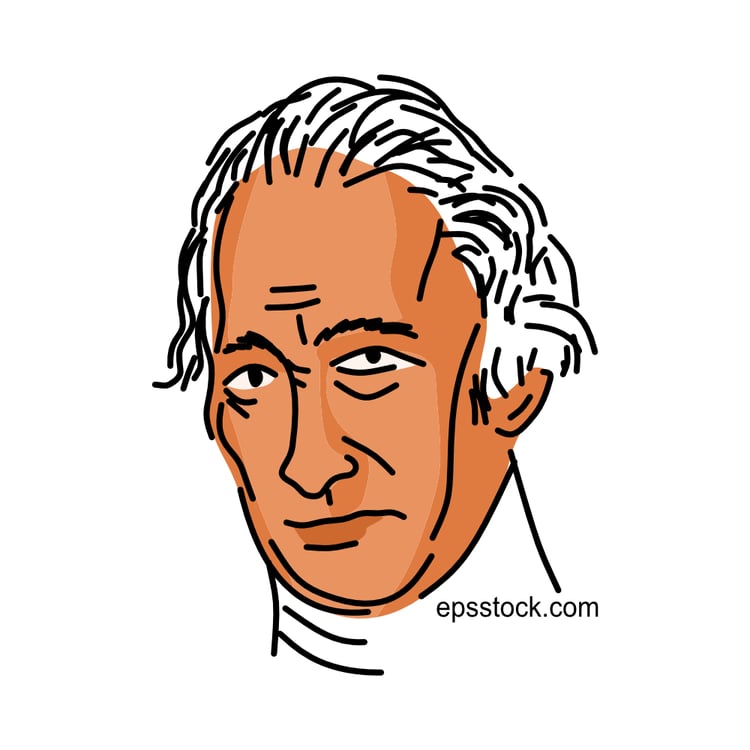 James Watt portrait, color vector illustration