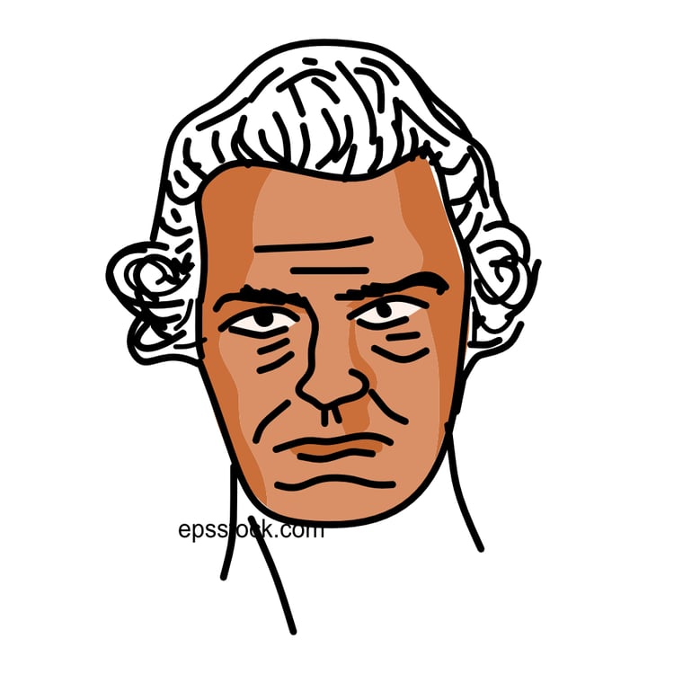 Adam Smith portrait, color vector illustration