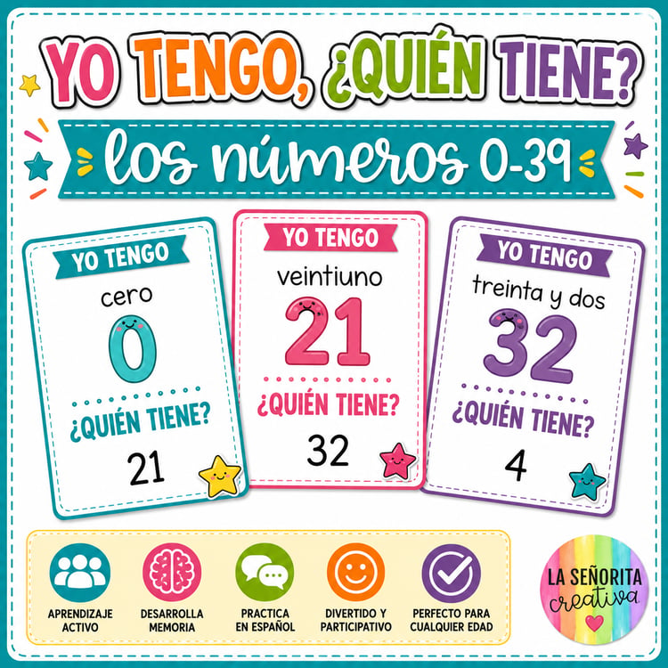 Numbers Spanish Vocab Game | los Números 0-39 | Yo tengo, Quién tiene?