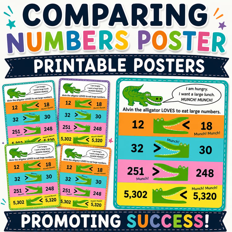 Greater Than Less Than Alligator Poster Comparing Numbers Math Anchor Charts 1st