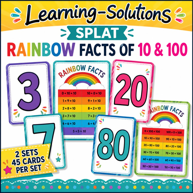 NUMBER FACTS GAMES - SPLAT 10 and SPLAT 100 - Rainbow Facts - Bonds of 10