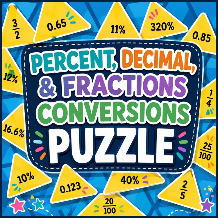 Percent Decimal and Fraction Conversions Puzzle - Fun Math Activity