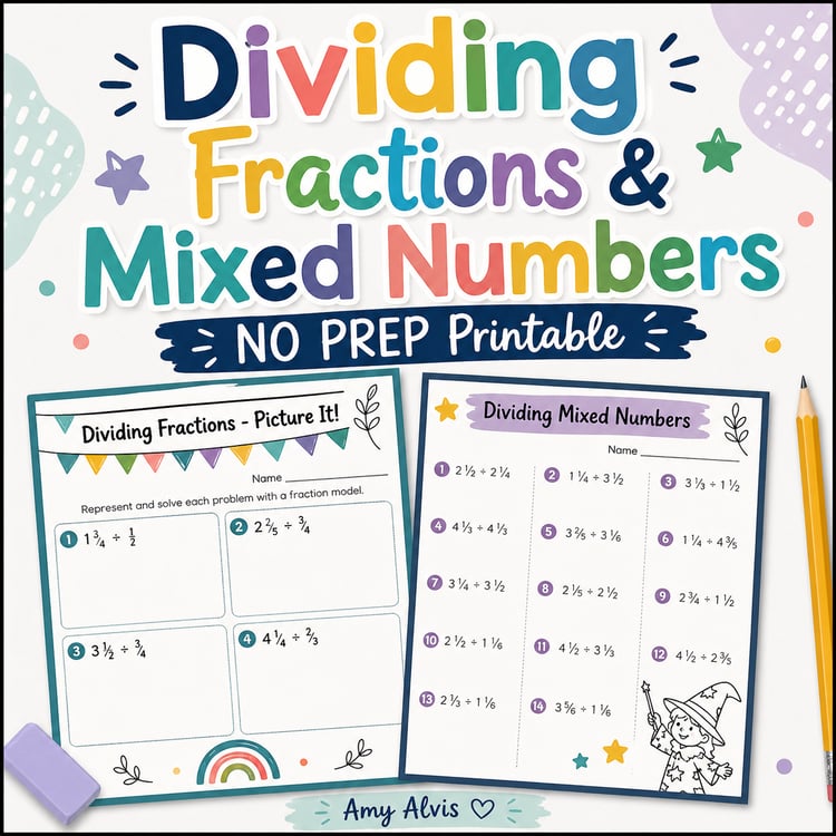 Dividing Fractions and Mixed Numbers Worksheet
