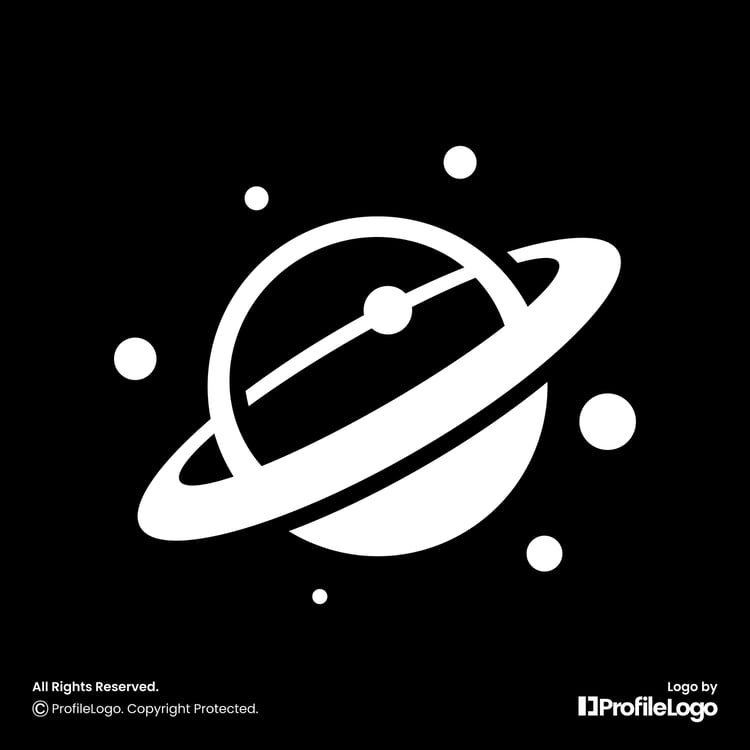 Minimalist space orbit planet logo by ProfileLogo with black background