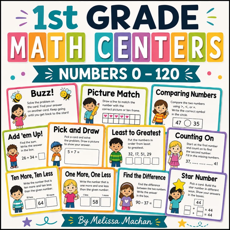Math Centers for 1st Grade - Numbers 0-120