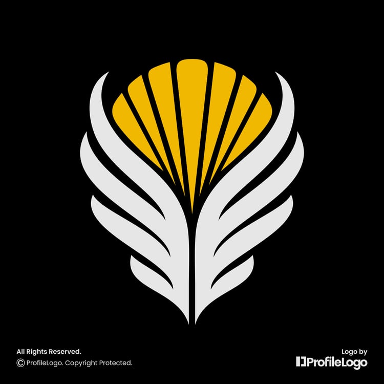 Sporty sun bird wing logo for sale by ProfileLogo with black background