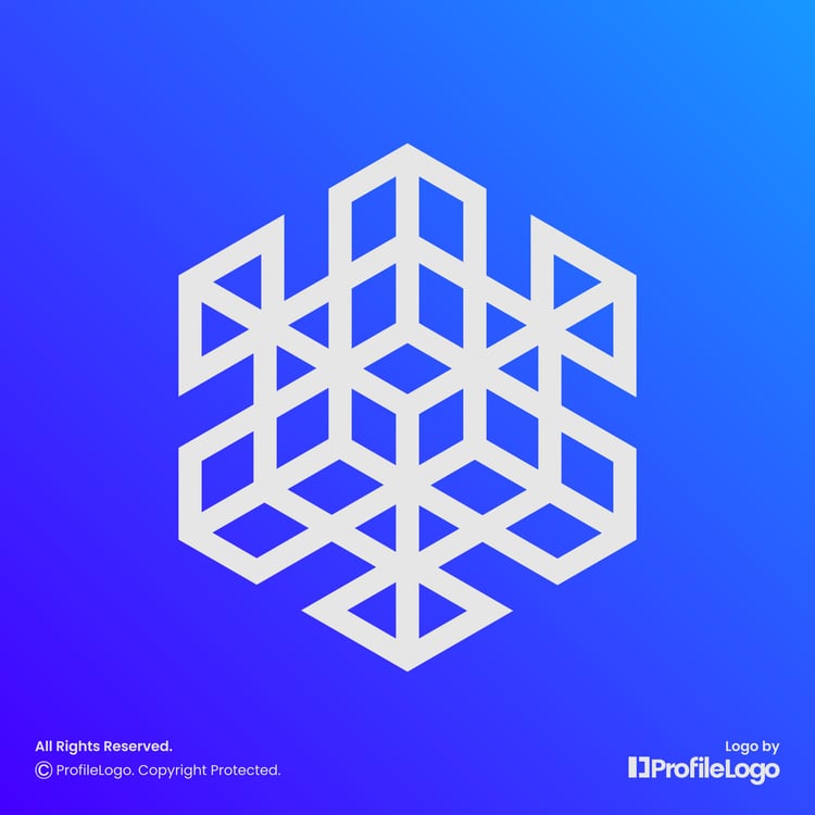 Digital technology line network logo for sale by ProfileLogo with gradient blue background