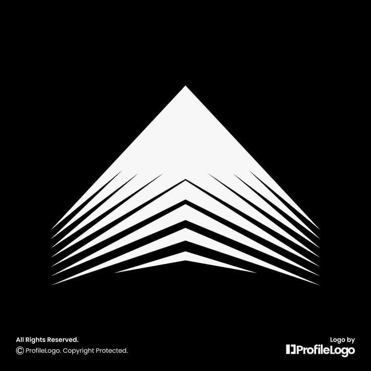 Modern sharp geometric building logo for sale by ProfileLogo with black background