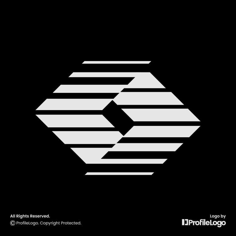 Stripe line technology coding logo for sale by ProfileLogo with black background