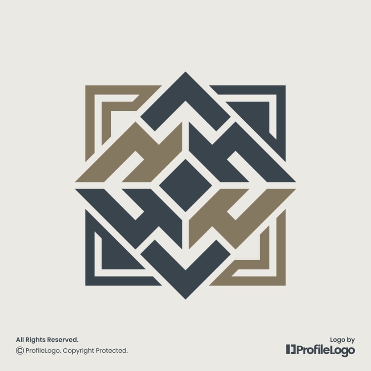 Luxury geometric abstract square logo for sale by ProfileLogo with light background