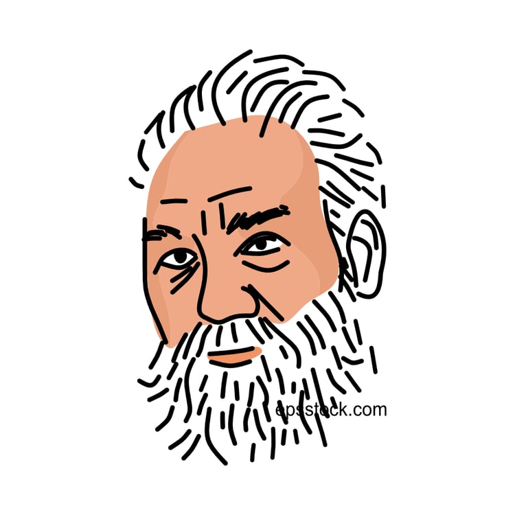 Alexander Graham Bell portrait, color vector illustration