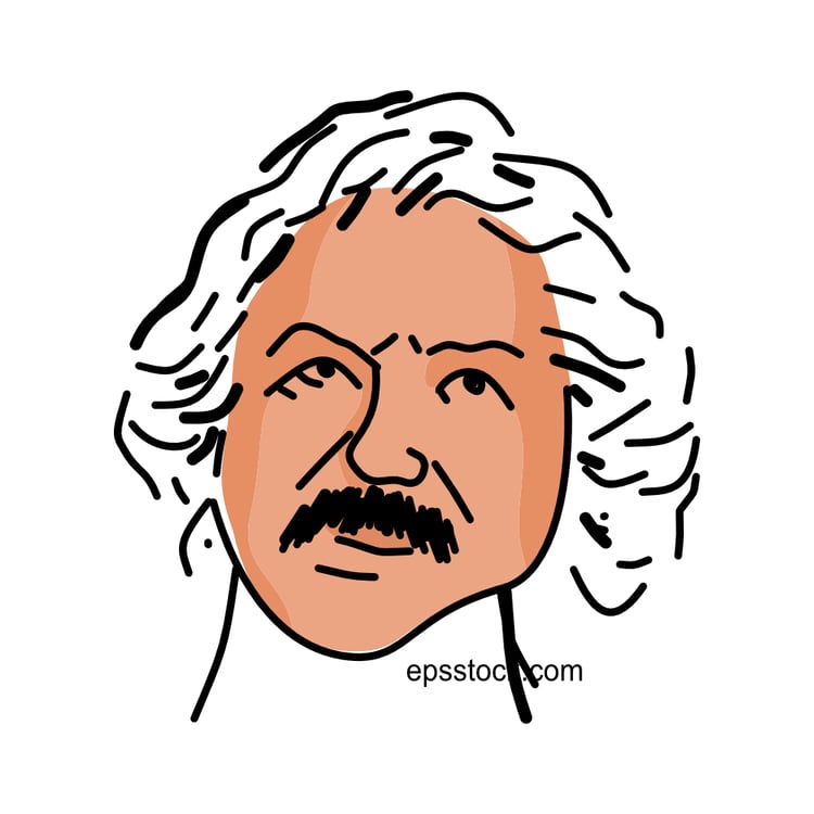 Louis Daguerre portrait, color vector illustration
