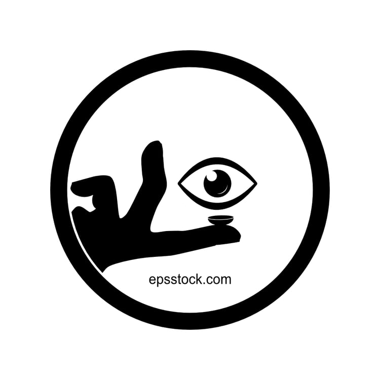 Contact lens symbol, black isolated vector silhouette