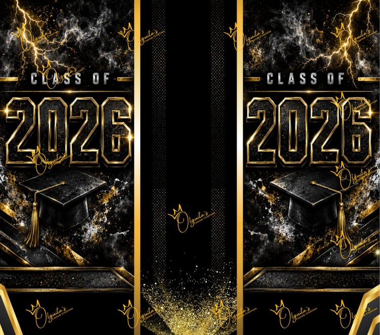 black gold graduation tumbler wrap