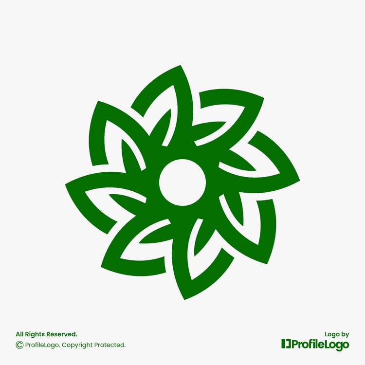 Green eco leaf circle letter O logo for sale by ProfileLogo with light grey background