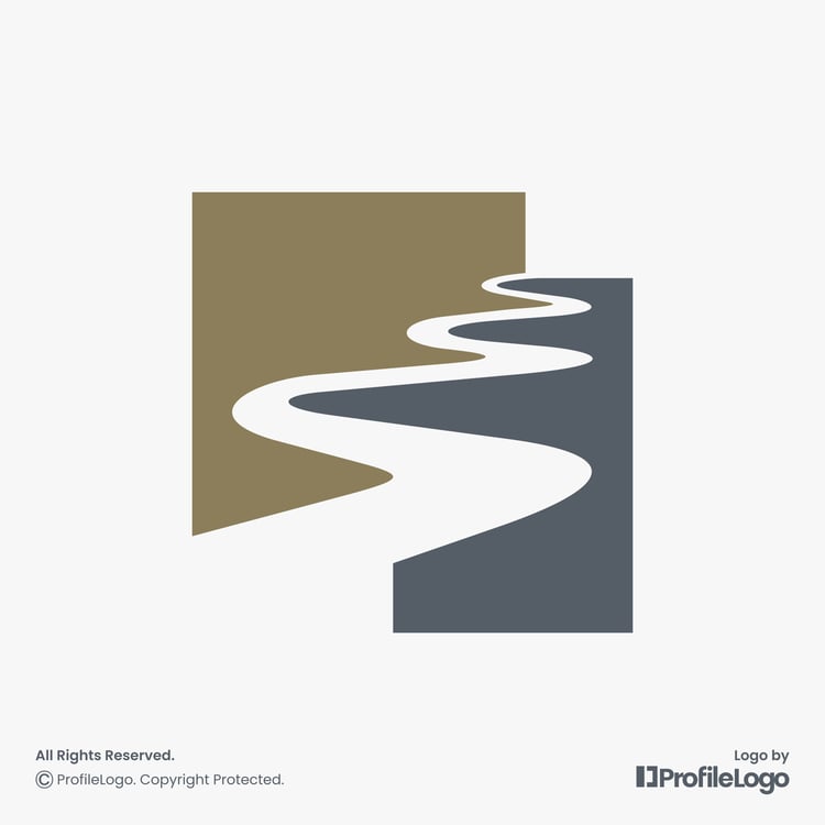 Winding road path journey logo for sale by ProfileLogo with light grey background