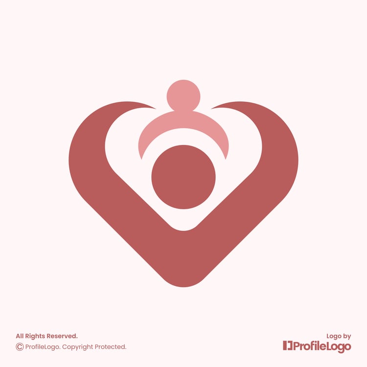 Caring family love heart logo for sale by ProfileLogo with light pink background