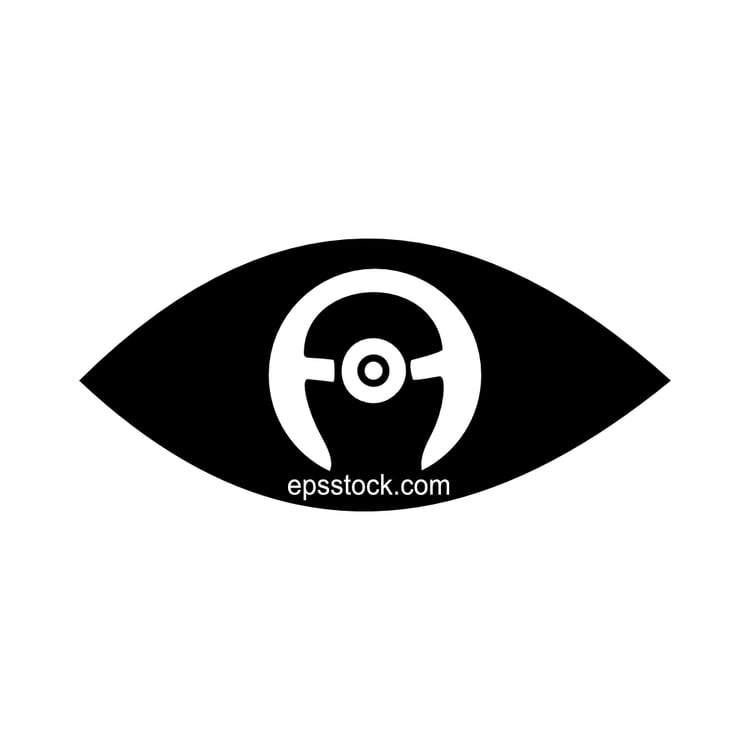 Ophthalmologist symbol, black isolated vector silhouette