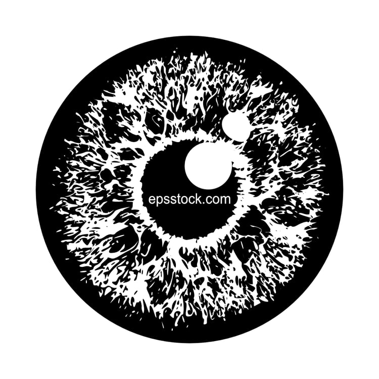 Human Eye Iris, black isolated vector silhouette