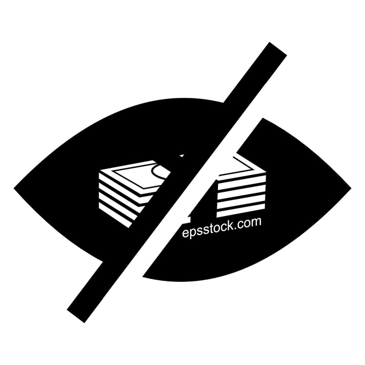 Illegal income, black isolated vector silhouette