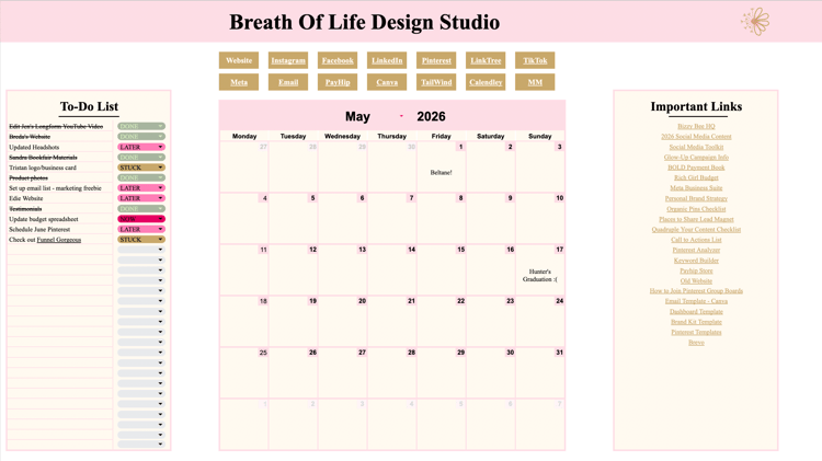 Digital Dashboard from Breath of Life Design Studio