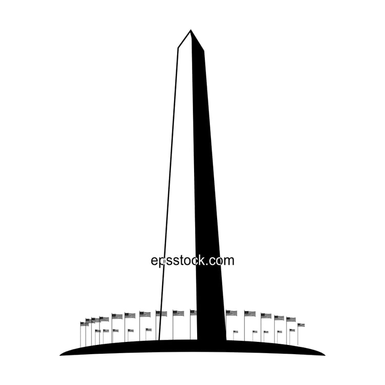 Washington Monument symbol, black isolated vector silhouette
