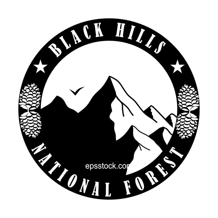 Black Hills Forest symbol, black isolated vector silhouette