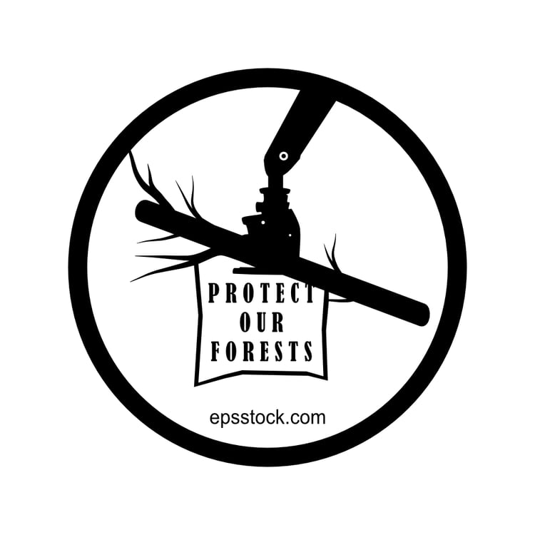 Protect our forests, black isolated vector silhouette
