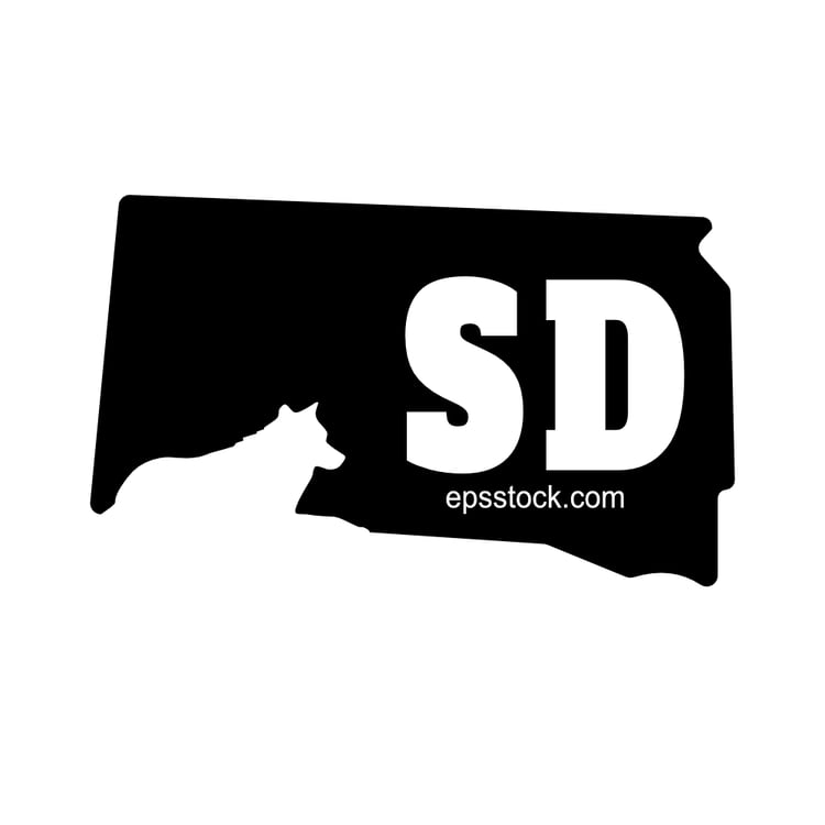 South Dakota symbol, black isolated vector silhouette