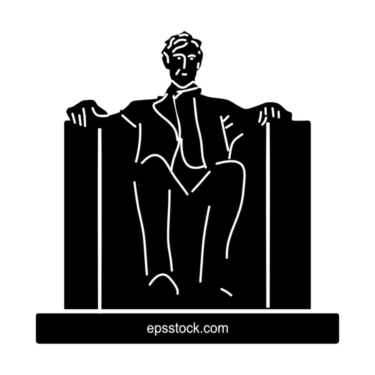 Lincoln Memorial symbol, black isolated vector silhouette