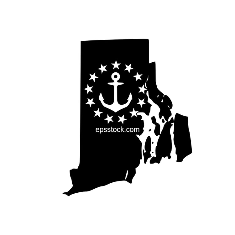 Rhode Island symbol, black isolated vector silhouette