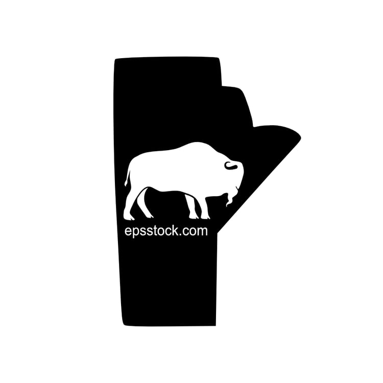 Manitoba Province symbol, black isolated vector silhouette
