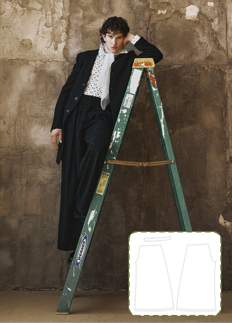 pantalones, camisa, chaqueta, escalera, patronaje, digital, chico