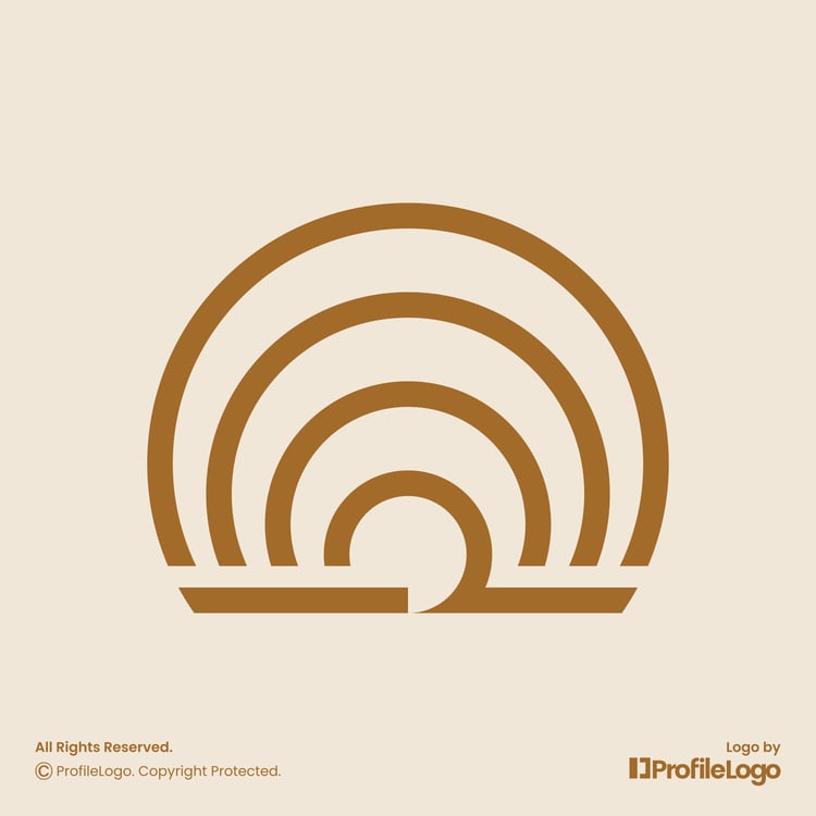 Minimalist line sunset or sunrise logo for sale by ProfileLogo with light background
