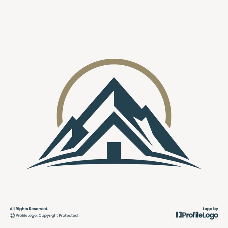 Luxury nature mountain home logo for sale by ProfileLogo with light background