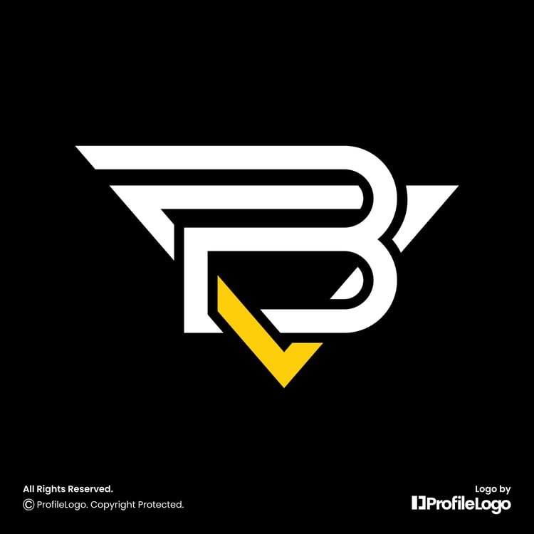 Modern triangle letter B logo for sale by ProfileLogo with black background