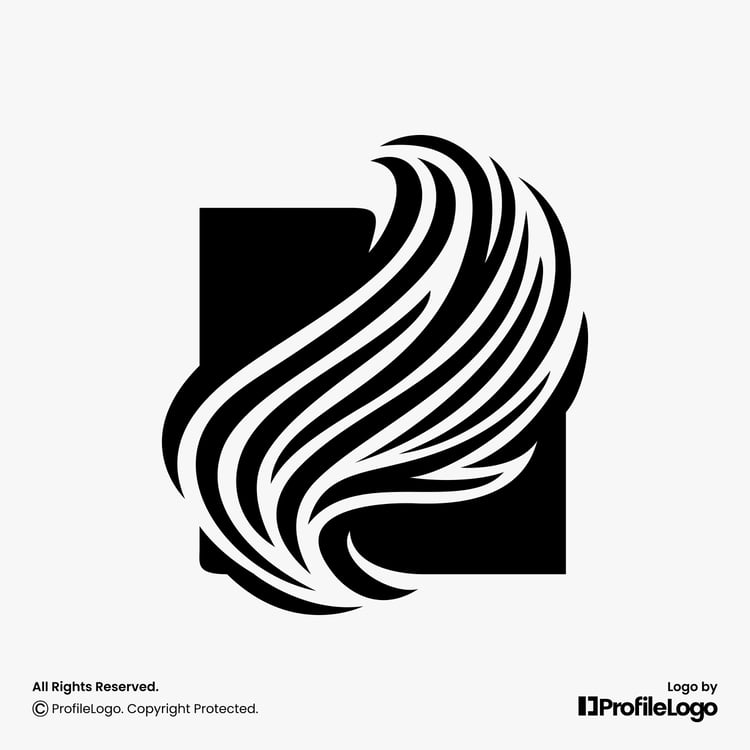Retro abstract square wing logo for sale by ProfileLogo with light grey background
