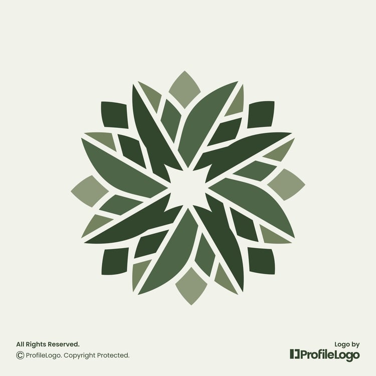 Green nature organic leaf logo for sale by ProfileLogo with light background