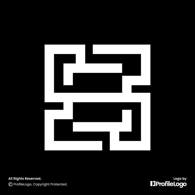Digital line square letter S logo for sale by ProfileLogo with black background
