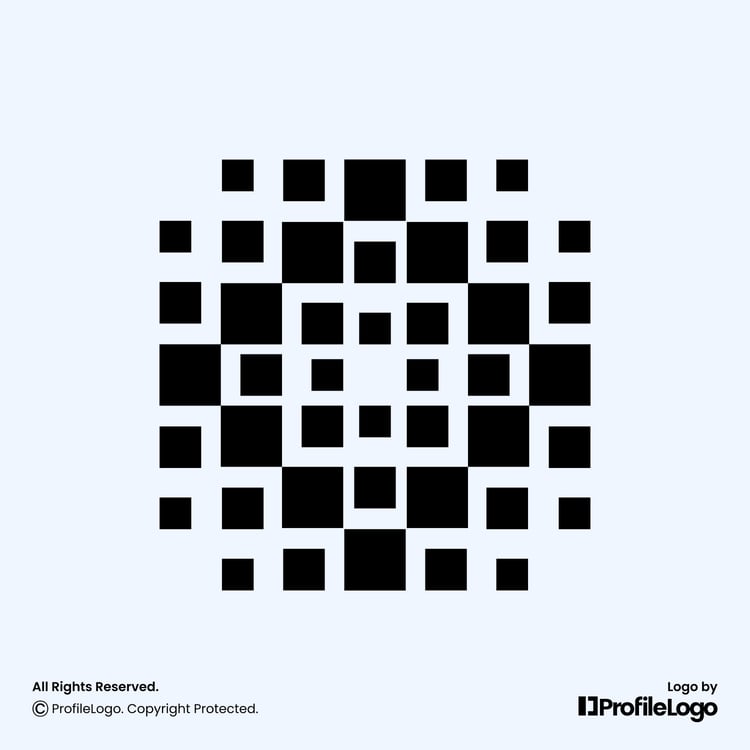 Technology pixel digital letter O logo for sale by ProfileLogo with light blue background
