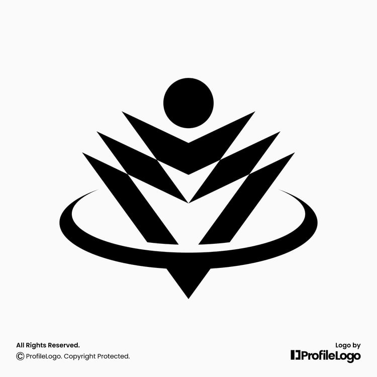 Dynamic abstract people logo for sale by ProfileLogo with light grey background