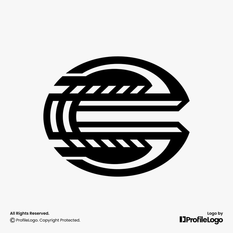 Digital technology letter C logo for sale by ProfileLogo with light grey background