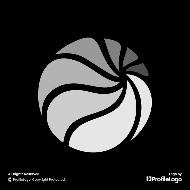 Modern abstract spiral circle logo for sale by ProfileLogo with black background