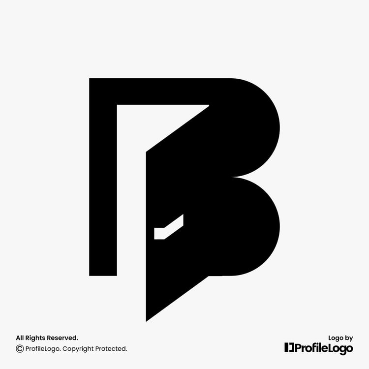 Modern interior door letter B logo for sale by ProfileLogo with light grey background