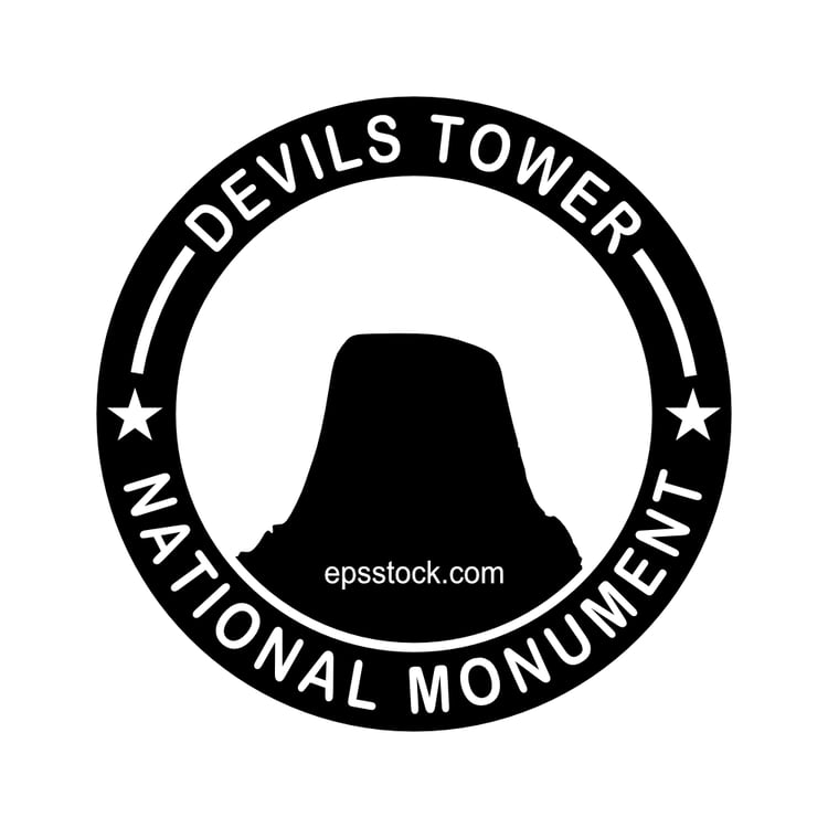 Devils Tower National Monument, black isolated vector silhouette