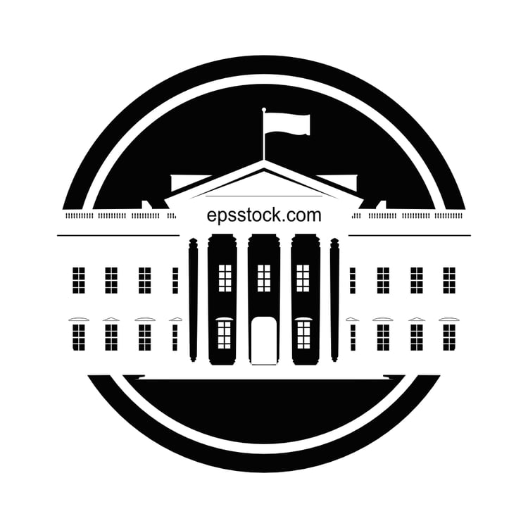 White House simple symbol, black isolated vector silhouette