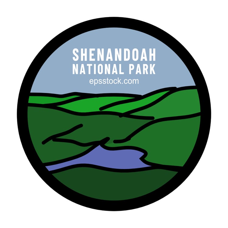 Shenandoah National Park symbol, color vector illustration
